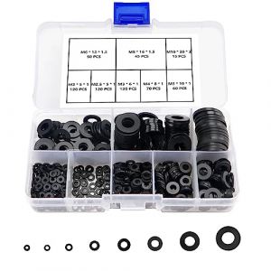 YIXISI 600 Pièces Noir Nylon Rondelles Plastique, Isolation Rond Rondelle plate Assortiment Kit, M2 M2.5 M3 M4 M5 M6 M8 M10 Rondelle pour Mécanique (YXS-DE, neuf)