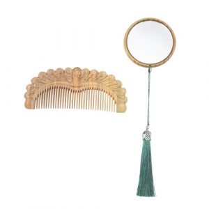 Didiseaon 1 Ensemble De Peignes À Miroir Rond Miroir De Maquillage Miroir Lumineux De Maquillage Miroir De Vanité Peigne À Cheveux Miroir Vintage Miroir Cosmétique Peigne Sculpté (Merkowski, neuf)