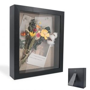 Cadre photo profond à remplir, 30 x 30 cm, avec plaque acrylique transparente, cadre d'objet 3D profond de 3 cm, pour fleurs, cadeau de mariage, noir (EKINN, neuf)