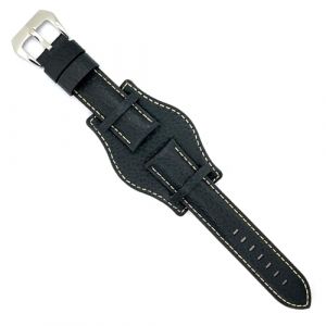Bracelet montre cuir gravure de bisons Bund compatible avec Fossil CH2592 CH2564 CH2565 CH2891CH3051 18mm 20mm 22mm 24mm Ref 386 Noir 18mm (DWS Online, neuf)