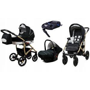 BabyLux&reg; Enfant Poussette Combin&eacute;e Set 4 en 1 - Largo - incl. Nacelle, Canne, Si&egrave;ge de voiture, ISOFIX Base - Si&egrave;ge Auto - Landau B&eacute;b&eacute; - avec Sac &agrave; langer, Habillage pluie etc. (BabyLux-shop, neuf)