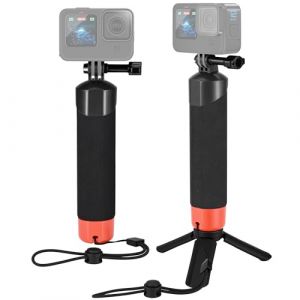 Perche Flottante Etanche pour GoPro, Poignée Flottante + Mini Trepied pour GoPro Hero 13/12/11/10/9/8/7/Max, DJI Osmo Action 5 Pro/4, AKASO EK7000/V50X et Autres Caméras d'action (Kit d' Accessoires) (VKESEN Direct, neuf)