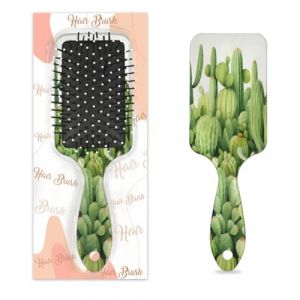 Entemne Brosse &agrave; cheveux pour femmes, hommes, filles, gar&ccedil;ons, motif cactus vert, brosse de massage du cuir chevelu, peigne &agrave; coussin d'air pour cheveux secs et humides d&eacute;m&ecirc;lant, brosses &agrave; cheveux (HHengY, neuf)