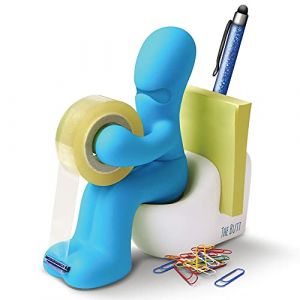 Le Butt Station Fournitures de Bureau - Dévidoir de Ruban Amusant - Porte Accessoires de Bureau Rigolo et Sympa avec Rouleau de Ruban, Trombones, Notes Adhésives et Stylo Inclus (Bleu) (SmartPanda EU, neuf)