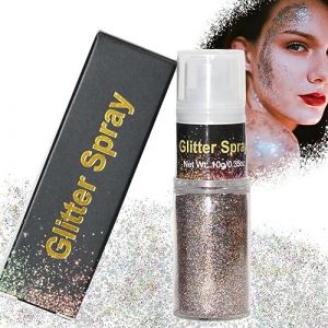 Spray Paillette Cheveux et Corps,Glitter Makeup Spray Poudre Ultrafine pour Paillettes Visage Festival Maquillage Paillette F&ecirc;te Vetement Multicolore (LOVETEA, neuf)