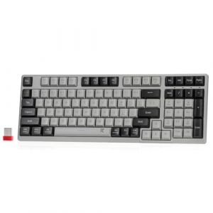 Redragon Clavier d'ordinateur sans Fil à Profil Bas, 98 Touches, BT 2,4 G, Touches tactiles silencieuses, Vintage, Gris Acier, US Layout (Radioddity France, neuf)