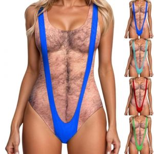 Maillot De Bain De Borat Maillot De Bain Femme Drole Swims De Maillot De Bain &agrave; Poitrine Velue De Maillot De Bain Dr&ocirc;Le pour Femmes Bikini Organes Imprim&eacute;S Maillot De Bain Sexy (Blue, L) (FATUS, neuf)