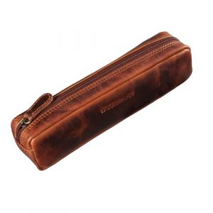 STILORD 'Preston' &Eacute;tui en Cuir Trousse Stylo Vintage Plumier Pochette Ronde Porte-Plume Crayons Scolaire pour Hommes Femmes Bureau de Cuir V&eacute;ritable, Couleur:Kara - Cognac (STILORD Cuir, neuf)