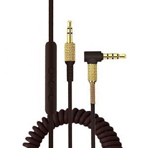 Aiivioll Câble audio de rechange compatible avec casque Marshall Major 1/Major 2/Major 3/Marshall Monitor - Câble d'extension audio stéréo enroulé avec microphone à distance et contrôle du volume (Aiivioll-uk, neuf)