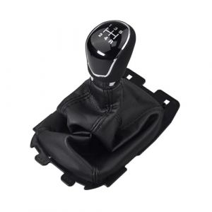 HLWXMDZ Housse Levier Vitesse Voiture pour F&ord pour Ecosport 2013 2014 2015 2016 2017 2018 Pommeau De Levier De Vitesse Manuel avec Soufflet en Cuir Noir(5 Speed) (JSDNI, neuf)