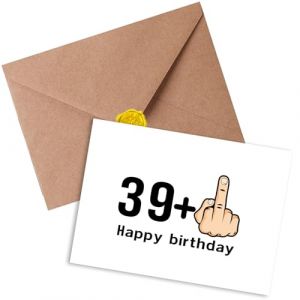 Sugeru Carte d'anniversaire pour 40 ans, amusantes, avec enveloppe, durable, pour femme, homme, 39 + 1 doigts, carte de vœux personnalisée, cadeaux d'anniversaire (40) (Sugeru-eu, neuf)