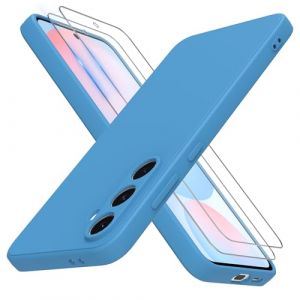 THIYUFUNS Coque pour Samsung Galaxy S24 FE 5G avec 2 Verre tremp&eacute;,Silicone Liquide Housse &Eacute;tui de Protection Galaxy S24 FE Microfibre Anti-Rayures Coque Galaxy S24 FE 5G (6.7") - Bleu (syfanging, neuf)