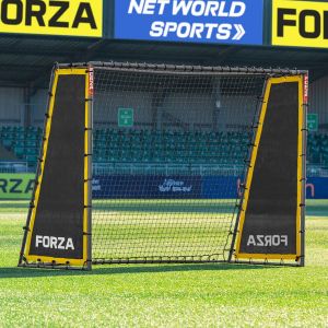 FORZA Steel42 Buts de Football [6 Tailles] | Cadre Robuste en Acier R&eacute;sistant aux Intemp&eacute;ries | Cage, Filet et Piquets | Kit de Rebond en Option (But + Kit de Rebond, 244 cm x 183 cm) (Net World France, neuf)