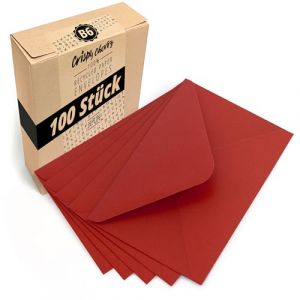 Japun - enveloppes (100 pi&egrave;ces) en papier, enveloppe sans fen&ecirc;tre - DIN B6-175 x 125 mm - rouge (Nature Nerds GmbH, neuf)