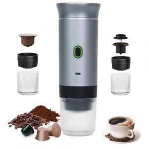 Umisu Machine à Café Portable, 3 en 1 Cafetières Expresso à Capsules et Café Moulu Machine à Expresso Électrique Chauffage Rapide pour Bureau Voyage Camping Maison (Argenté) (Peanomoa, neuf)