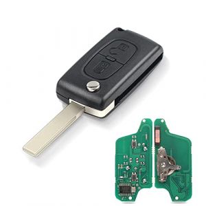 Heart Horse Clé télécommande pour Voiture 2 Boutons 433 MHz ID46 Puce HU83 Lame pour Peugeot 207 307 3008 308 408 Citroën C1 C2 C3 CE0523 Pliable Clé à Distance de Voiture (Modulation Ask) (YYGS_AMZgb, neuf)