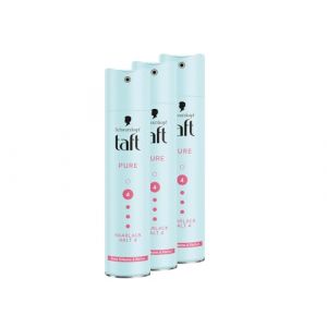 Schwarzkopf Taft Lot de 3 laques capillaires pures de 250 ml chacune - Tenue 4 - Pour tous les types de cheveux - Sans silicone - Sans parfum - Formule végétalienne (ENVOI RAPIDE 24h/48h, neuf)