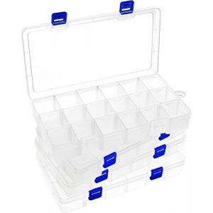 DARUITE Boite Rangement Plastique Compartiment, Boite Compartiment, Petite Boîte de Rangement Transparente Boite Plastique pour Perles, Boucles Doreilles, Outils, Crochet de Pêche, 18Grids-4PCS (DFT TECHNOLOGY CO, neuf)