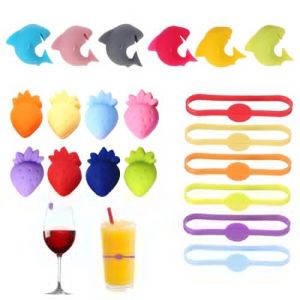 JCUGSBS 20Pcs Marqueurs de Verre à Vin en Silicone,Marque Verres,Colorés Marqueurs de Verre Réutilisables Marqueur Coupe de Vin,Marqueur Verre Identifiants pour Verres de Cocktail Champagne Vin Noël (GuangZhouJieChunMaoYiYouXianGongSi, neuf)