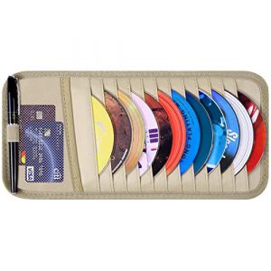 Wisdompro Étui de rangement pour CD de voiture avec 12 pochettes de rangement DVD, 1 poche en maille, 1 porte-stylo et sangle élastique, kaki (Wisdompro EU, neuf)