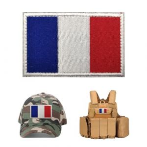 YUVKIN 1 pièce écusson France, tissé avec scratch, patch tactique 8 × 5 cm, drapeau français tricolore (HerEdit, neuf)