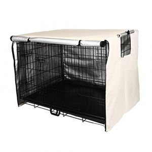 Sensong Housse de Cage pour Chien, Imperméable, Ddurable et Légère, 420D Polyester Double Door Crate Cover, Protection Intérieure et Extérieure de la Cage pour Chien Beige 42 Pouces (Carrie Guan, neuf)