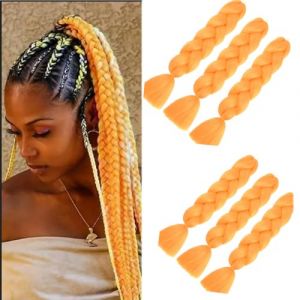 Tresse extensions, tresse de cheveux synthétiques pack de 6 ombre tresse cheveux kanekalon cheveux tresse géante tresse cheveux tresse extensions de cheveux (A20 orange) (Shangxiu company, neuf)
