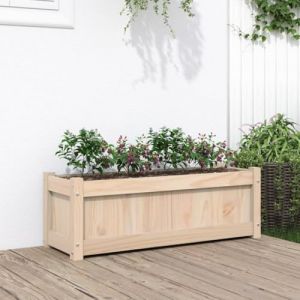 Festnight Jardinière Bois Extérieur jardinieres Exterieur Bac a Fleur Bois Carré Potager en Bois Bac Potager Surélevé Potager pour Cultiver Fleurs Herbes Plantes-Pin naturel-90x31x31 cm (yeyetee, neuf)