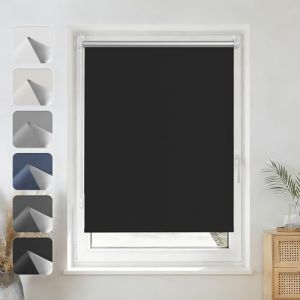 Grandekor Store Enrouleur Occultant sans Per&ccedil;age Installation Facile 100% Opaque Protection Thermique Solaire pour Fen&ecirc;tre Porte, 55l x 170 cm, Noir (Grandekor EU, neuf)