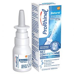 Prorhinel Spray Nasal Naturel Pour Adultes-Enfants, Pour Nez Congestionn&eacute; et Nez Bouch&eacute; D&egrave;s 3 Ans, Fabriqu&eacute; en France, 20ml (EasyPara, neuf)