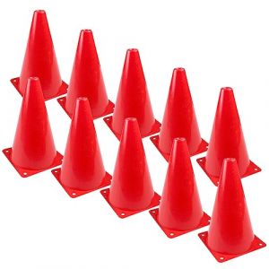 Fousenuk 10 Pièces Cônes de Signalisation 18cm, Cônes d'Entraînement de Football, Plots de Marquage, Support de Marqueur en Plastique, Cônes de Circulation pour Sports, Jeux, Barrières de Football (FA-RI, neuf)