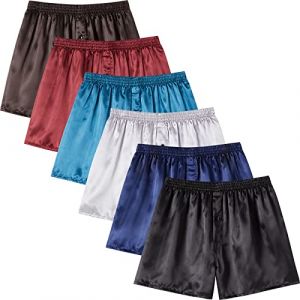 JupiterSecret Calecon Homme Multipack de Boxer Satin Sensation de Soie Short Homme avec Braguette Boutonnée Bas de Pyjama Soyeux (JupiterSecret, neuf)