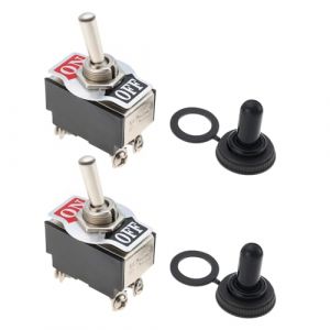 VGOL 2 Pièces Interrupteur à Bascule Double Pôle DPST on Off 53,2x33,5mm 10A 125VAC 6A 250VAC avec Capuchon Étanche en Métal Interrupteur à Bascule à 4 Broches de Borne pour Navires Automobiles (VGOL, neuf)