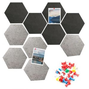 Orssmigs 10 Pièces Tableau Liege Mural Hexagone Tableau en Liege DIY, Tableau D‘affichage en Feutre, Tableau Liege Hexagone Autocollant avec 30 Punaises pour Notes, Photos, Publicité (JIEYIKJ, neuf)