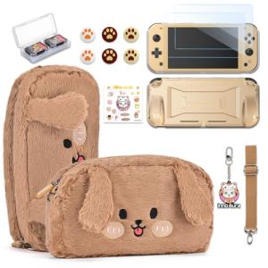 innoAura &Eacute;tui Switch Lite,Pack d'accessoires 14 en 1 pour Switch Lite avec &eacute;tui de transport Switch Lite mignon,protecteur d'&eacute;cran Switch Lite,&eacute;tui de jeu Switch(Chien Marron) (innoKit, neuf)