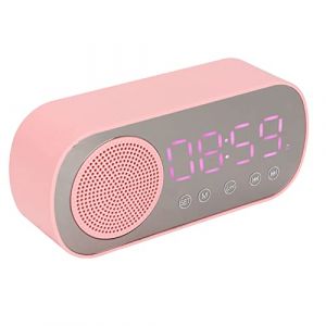 Tbest reveil Fille, Radio R&eacute;veil Rose, R&eacute;veil Bluetooth, Haut-Parleur Hi-FI, &eacute;cran Miroir LED, Chargement Micro USB, Radio FM, Horloge num&eacute;rique pour la Lecture et Les Voyages (Youluu-cd, neuf)