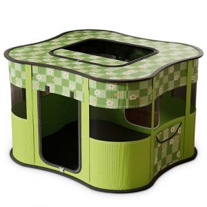 ALLSOPETS Parc pour Chiots Enclos Pliable Portable pour Animaux de Compagnie pour Chien Chat Lapin Respirant et Durable Tente pour Chats Cage pour Chien avec Poche Latérale (Vert,S) (ALLSOPETS-FR, neuf)