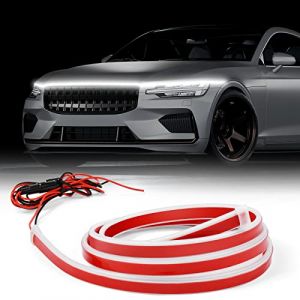 URAQT Lumineuse LED pour Capot de Voiture, 150cm Bande Lumineuse LED pour Extérieur de Voiture,12v Balayage Dynamique Commencez, Feux Générique Diurnes étanches Convient aux Voitures, VUS, Camions (HAPPYSALLER, neuf)