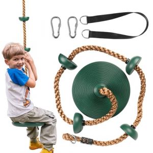 Balan&ccedil;oire D'ext&eacute;rieur pour Enfants avec Corde d'escalade et Plateforme, Balan&ccedil;oire Trap&egrave;ze &agrave; Disque d'arbre Ext&eacute;rieure pour Jardin, Jeu Accessoires, Jouets D'ext&eacute;rieur (DESA NEGRILA SHOP S.R.L., neuf)