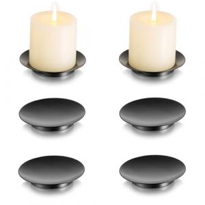 Inweder Bougeoir Support Bougie Chandelier - Lot de 6 Bougeoirs Ronds Noir de 10.8cm en Fer Supports pour Bougies Piliers, Chauffe-Plat et Votives No&euml;l Halloween D&eacute;coration Int&eacute;rieur (Inweder, neuf)