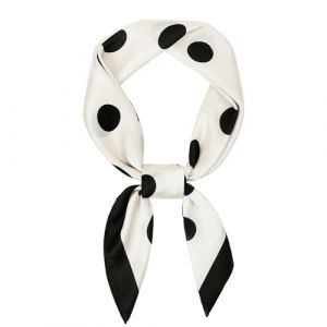 ANIMQUE Femme Artificielle Soie Foulard Carré Foulard En Soie Polka Dot Motif Bandana Cheveux Élégant Foulard Ceinture Accessoires 90cmx90cm, Beige (CX eCommerce Co., Ltd., neuf)