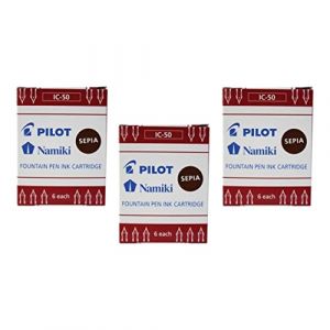 PILOT Lot de 3 Etuis de 6 Cartouches d'encre Namiki IC-50 pour Stylo Capless Sepia (PAPETERIE DU COLLEGE, neuf)