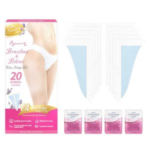 Beauty7 Bande de Cire Froide Bikini pour Epilation du Bikini Formes Prédécoupées Depilatory - 20 Bandes à Froide Maillot avec 4 Lingettes d'Huile Apaisantes pour Peaux Sensibles Cire Epilation Intime (WEIMOB, neuf)