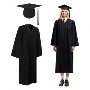 ZHYUAN Costume Remise de Diplome, Toge de Remise de diplôme Noire, Toge Diplome avec Chapeau de Diplome, Toge de Remise de diplôme, Convient aux diplômés du secondaire et du supérieur, Unisexe (SCDZ-EU, neuf)