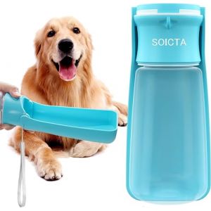 Gourde pour Chien, Bouteille d'eau de Voyage &eacute;tanche pour Animaux de Compagnie, 550ML/350ML, pour Toutes Tailles de Chiens - Gourde Chien Promenade, Promenade et Voyage Bleu (550 ML) (Lanjian US, neuf)