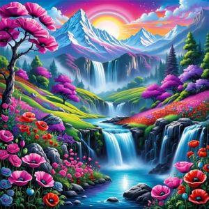 Huacan Kit Point de Croix Pr&eacute; - Imprim&eacute; Paysage Mod&egrave;le Tissu de Grille 11CT DIY Kits de Broderie D'art Faites &agrave; La Main pour Adultes D&eacute;butants 40 x 40 CM (Paysage 2) (Huacan Diamond Painting-FR, neuf)