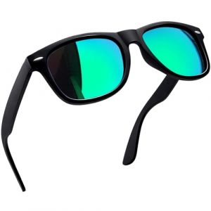 Joopin Effet Miroir Lunette de Soleil Polarisée Femme Lunette Mode Carrée et Lunette de Soleil Homme Vert Vintage Pour Voyage (Joopin Fashion, neuf)