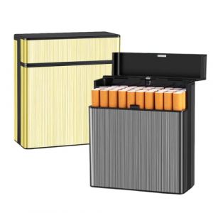 Quesuc 2 Pcs Boite a Cigarettes Homme Porte Cigarette Femme en Aluminium, Etui Paquet Cigarette, Étui à Cigarettes,Paquet de Cigarettes Fermeture Aimantée pour 20 cigarettes (LUXURY SPENDINGS, neuf)