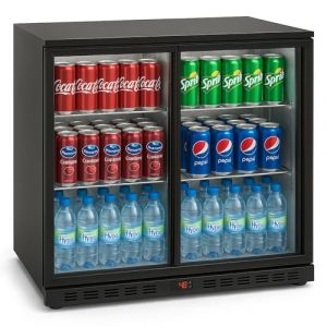 Arrière-Bar Réfrigéré - 2 Portes Vitrées Coulissantes – 208 L – Éclairage LED – Température 2°C à 8°C – Compact et Économique (PESAGE-MB, neuf)