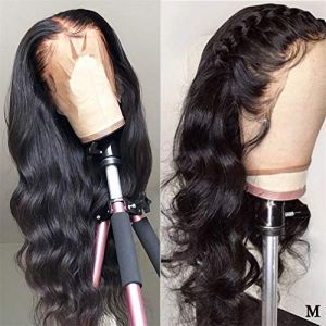 Perruques Frontales Perruques Synth&eacute;tiques Perruque Ondul&eacute;e Br&eacute;silienne Pr&eacute;-Cueillie Avec Cheveux De B&eacute;b&eacute; Perruque Frontale 360&deg; Noire Naturellement Cueillies Avant Les Cheveux De B&eacute;b&eacute;, 20 Pouces (22 (ydxdsp, neuf)